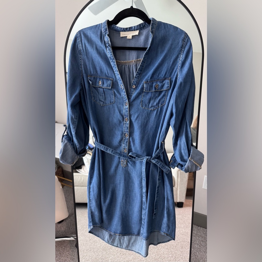 Lovestitch Denim Blue Long Sleeve Dress
